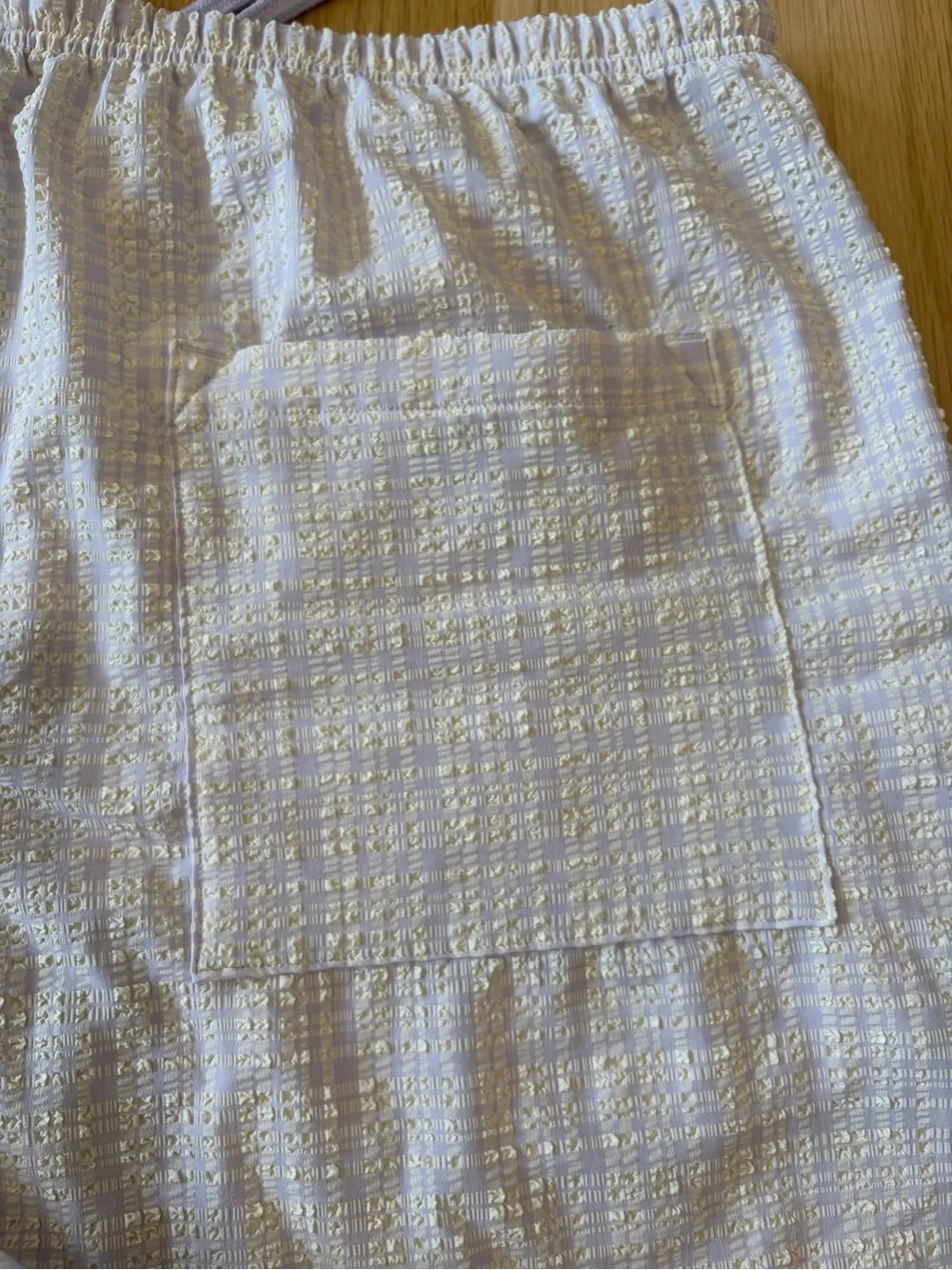 Lululemon Lavender Seersucker Check MR Pull-On Shorts XL